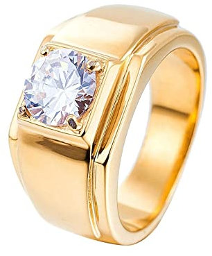 Aotiwe Freundschaftsringe Beste Freundin, Knuckle Ring Edelstahl Polierter Ehering mit Einem Einzelnen Zirkon Gold Größe 65 (20.7)