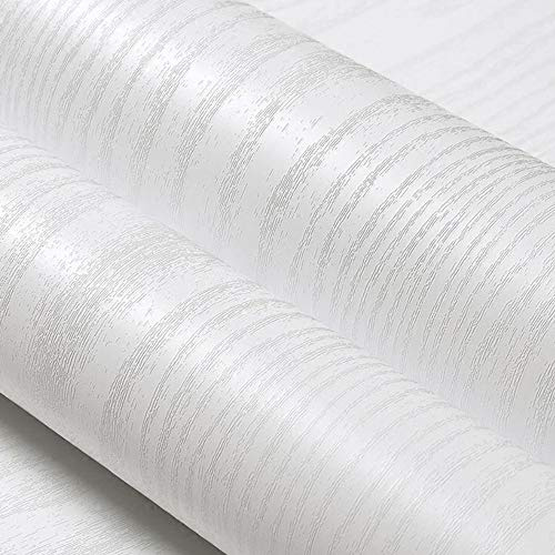 ConCus-T White Wood Grain Wallpaper Furniture Stickers, 40×600cm | Waterproof Sticky Back Plastic Roll Peel and Stick Wall Paper