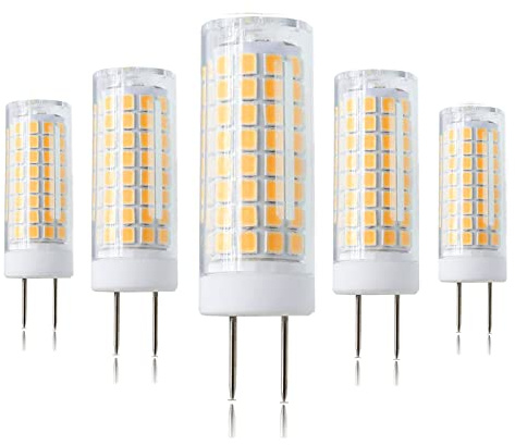 G8 LED Bulb Dimmable 7W Equivalent to G8 Halogen Bulb 75W-80W, GY8.6 /G8 Bi-Pin Base Light Bulb AC 120V G8 Bulb for Under Cabinet Light, Under Counter Kitchen Lighting Warm White 3000K 5 Pack
