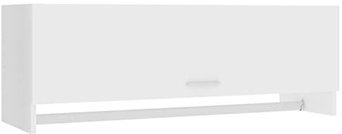 Susany Kleiderschrank Kleiderstange Wandgarderobe Schlafzimmer Hängeschrank Wandschrank Garderobenschrank Garderobe Weiß 100 x 32,5 x 35 cm (B x T x H) mit 2 Fächern Holzwerkstoff