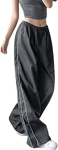 XPONNI Track Pants Women Baggy Pants Y2k Pants Parachute Pants for Women Y2K Clothing(Darkgray,L,Large)
