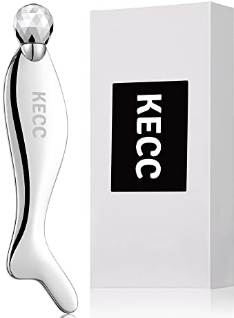 KECC Gua Sha Facial Massager (Fishtail),Stainless Steel Cold Roller Sticks for Face Eyes,Crescent Line Chin Lift Tightening Skin Tool, 4 Edges Drainage Sculpting Beauty Tool