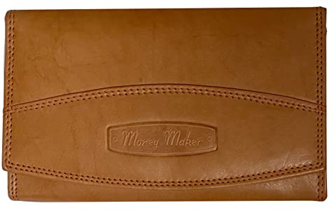 BagandBelt Bag & Belt Money Maker Damen Knipsbörse Leder RFID 5 Karten 16x3x10 (Cognac)