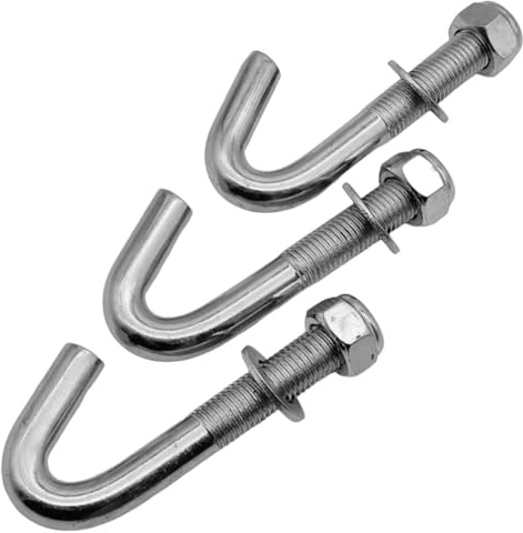 EMPULA 3 Stück M12 Gewindehaken, Schraubanker, Schraubhaken, Zaunschraube mit Sicherungsmutter, Unterlegscheibe Stahl verzinkt - (M: 12 x L: 75 x G: 35)