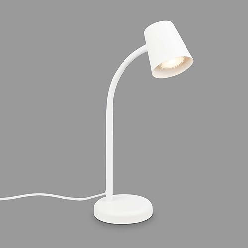 BRILONER - Lampe de chevet, lampe de bureau orientable, lampe de table GU10 pour bureau à domicile avec interrupteur à câble, blanc
