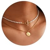 Collar de oro para mujer, collares con inicial L en capas de oro para mujer, delicado collar de letra dorada, gargantilla con inicial de perlas para mujer, joyería de oro para regalo