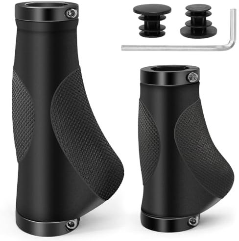 REETEE Fahrradgriffe Rutschfester Lenkergriffe Fahrrad Ergonomisch MTB Griffe, Zwei Seiten Lock-On Design Fahrrad Lenker Griffe für 22,2 mm, Rennrad Lenker (Schwarz(130mm+93mm))