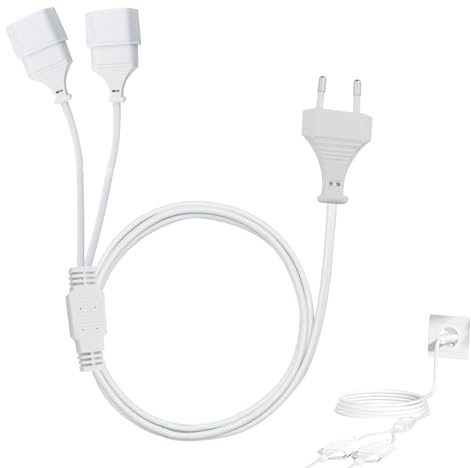 Svitzoot Verlängerung Netzkabel 3M, 2 in 1 Typ-C Verlängerungskabel -Weiß | Eurostecker auf Eurobuchse, 0.75mm² 250V/2.5A Eurostecker für Zuhause, Büro, Außenbereich