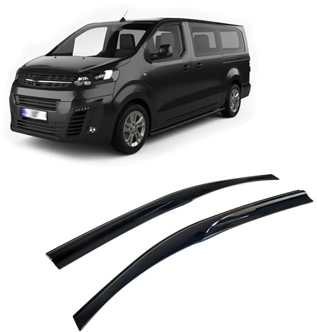 Rumplex Windabweiser Luftabweiser Regenabweiser Seitenfensterabweiser Kompatibel mit Opel Vivaro 2019-2024 Autofenster Regenschutz Regenabweiser Anklebbare Deflektoren 2 Stück Externe Passform