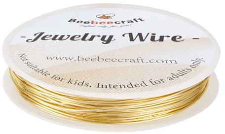 Beebeecraft 20 Gauge/0.8mm Metal Jewelry Wire Real 14K Gold Plated Brass Copper Craft Wire for Jewelry Making Supplies 49 Feet/15m