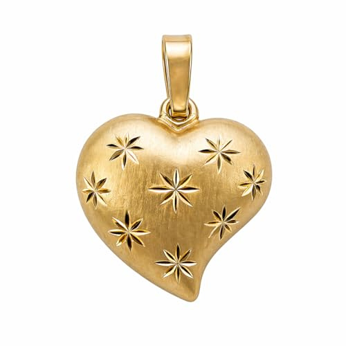Rodium - 585 Gold Anhänger - Damenschmuck - Herzförmiger Anhänger aus 14 Karat Gelbgold für stilvolle Eleganz und zeitloses Design
