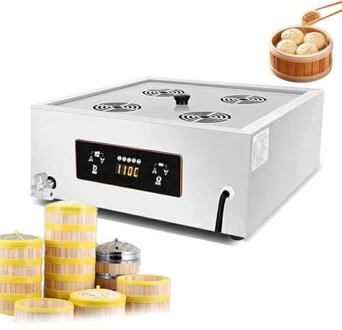 Máquina calentadora de Bollos al Vapor, vaporera eléctrica Comercial de Acero Inoxidable de 2 a 6 Orificios con Alarma de ebullición en seco, máquina de cocción al Vapor de Alimentos para hogar