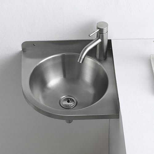Nordivo Eckwaschbecken,Hängewaschbecken,Eckwaschbecken Küche Edelstahl,Handwaschbecken Gäste Wc,Waschbecken Schmal,Gäste Wc Waschbecken Mit Unterschrank,Waschbecken Rund 32 cm(Silver)