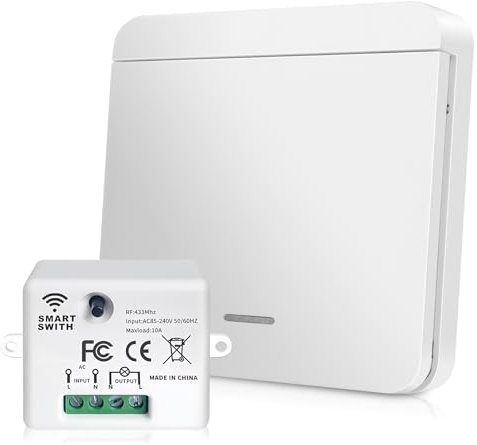PRITOK Wireless Light Switch Kit: Portable Waterproof Wireless Switches, Self-powered Remote Control Switch, No Wiring No Battery for Lights Lamps Fans Appliances House Lighting
