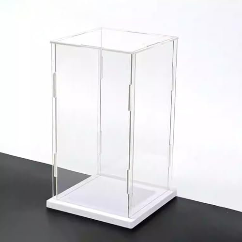 Vibeo Acryl Vitrine Verdickte Transparente Acrylbox, Rechteckige Acrylvitrine für Sammlerstücke, Selbstmontierbarer Aufbewahrungs-Organizer für Spielzeug-Actionfiguren(White,20x20x40cm(8x8x16))
