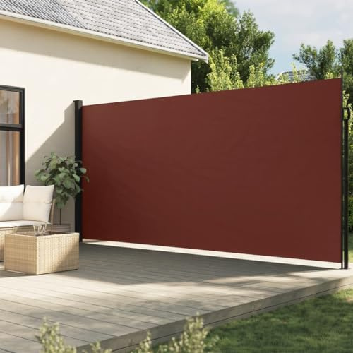 IKAYAA Seitenmarkise ausziehbar 220x300 Alu-Seitenmarkise Wandmakise Sichtschutz Sonnenschutz Blickdicht Windschutz Seitenrollo für Terrasse, Garten, Seitenmarkis-Braun-220 x 300 cm