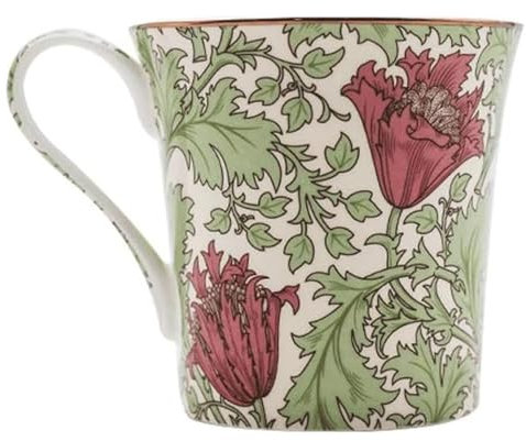 Taza Taza de café con estampado Vintage, taza de café de cerámica grande de 400ML, taza de té creativa for café, leche, té y zumo Con asas(Green)