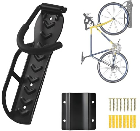 ENGWE MTB Bike Rack Garage Wall Mount, Vertical Bike Storage Rack Bikes Hanger Hooks for Indoor, Garage, Shed, Bicycle Holders with Screws (Movable Hook+Rear Wheel spacers)