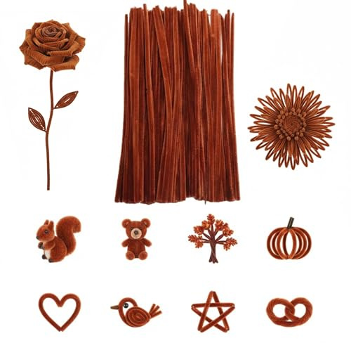 100 Stück Pfeifenreiniger Braun, Pfeifenputzer Zum Basteln, Zum Basteln und Gestalten von Tieren Figuren und Anderen Formen Dekorieren Kunst Handwerk