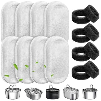 Esshogo 16 pièces Filtres pour Fontaine à Eau pour Chat, Filtre à Charbon | Filtre en Mousse De Remplacement Filtre pour Fontaine à Eau pour Chat, filtre fontaine eau chat, pour Chat de Fontaines
