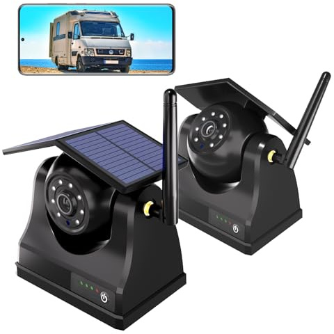 WiFi Magnetic Solar Wireless Reversing Camera, 10000mAh Rechargeable 1080P Backup Camera for Truck RV Trailer Car, Night Vision IP68 Waterproof, App for Phone iOS Android