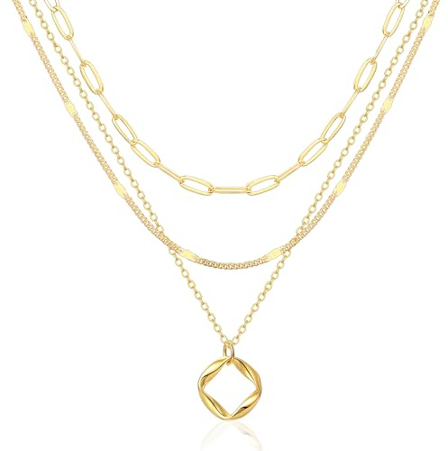 ZOERAY Layered Kette Gold Silber Damen Halskette Goldkette Damen Wasserfest