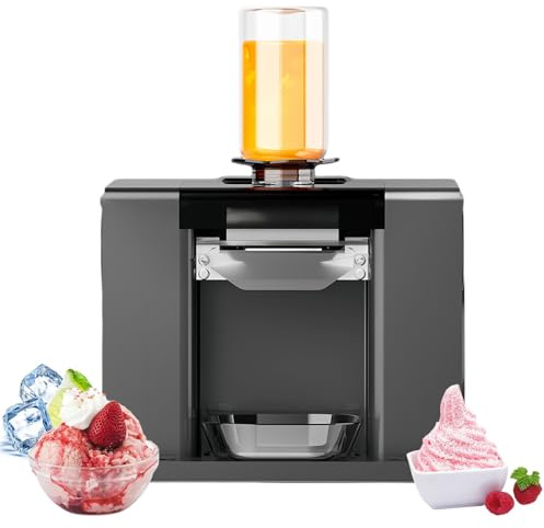 Glowdora Macchina Elettrica Commerciale per Ghiaccio Tritato, Macchina per Ghiaccio in Scaglie con Elevata capacità di 60 kg/Giorno, Bar E Uso Domestico per Preparare Frullati. Grey