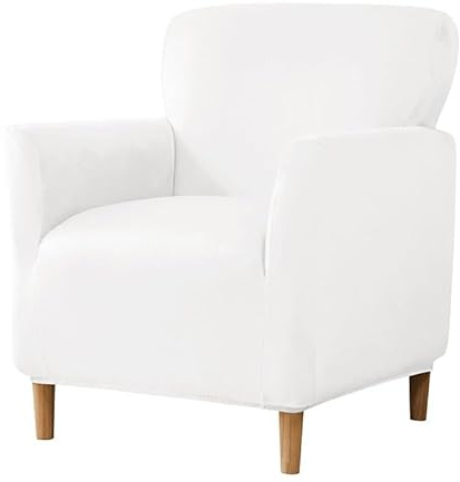 Copripoltrona 1 Posto con Braccioli, Morbido Copri Poltroncine, Copertura per Poltrona Relax, Universale Elasticizzato, Fodera Lavabile Rimovibile(A-White,2PCS)