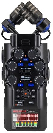 Zoom H6 Studio Handheld Recorder for Musicians, Filmmakers & Podcasters with Large Stereo Microphones, 4 Pro Quality Preamps, 8 Tracks of Recording, 32-Bit Float, Gain Knobs, and USB Audio Interface
