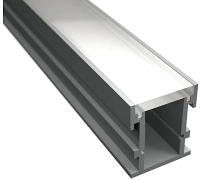 Einbauprofil Boden FLOOR-12-H für LED Streifen – trittfeste Aluminium Leiste mit Abdeckung – LED Bodenprofil für Fußbodenbeleuchtung & LED Boden Einbauleiste (2m Floor 12H inkl. Abdeckung)