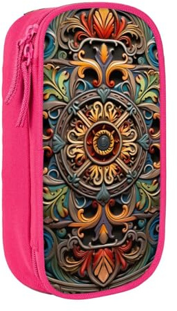 AYYQWE Medallion Multi Print Practical Pencil Case Multi-Compartment Office Travel School Art Daily Supplies
