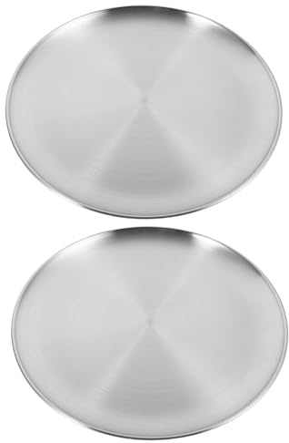 Homoyoyo 2 pièces Lot Plaques Pizza Inox Rondes Plaque Pizza Four Antiadhésive pour Cuisson Homogène Plateau Service Inox Facile à Nettoyer pour Maison et Restaurant