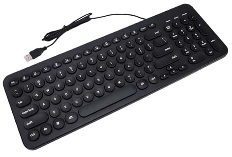 Asixxsix Litet Trådbundet Tangentbord, Noll Latens (Svart) | Tysta tangenter Kompakt USB-tangentbord för bärbar dator med tysta omkopplare, för stationär PC Bärbar Smartphone Tablet