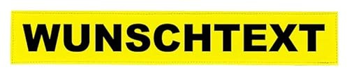 Reflexschild Rückenschild Zitronengelb leuchtgelb reflektierend mit Wunschtext individuell wie RETTUNGSDIENST FEUERWEHR NOTARZT in 15x5cm, 13x2,5cm, 30x5cm 38x8cm, 40x8cm, 42x8cm, 38x16cm (30x5cm)