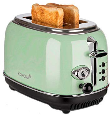 Korona 21665 Toaster, 2 Scheiben, Mint, Röstgrad-Anzeige, auftauen, rösten, aufwärmen, 810 Watt, Brötchen-Aufsatz, Krümel-Schublade, Brotscheiben-Zentrierung