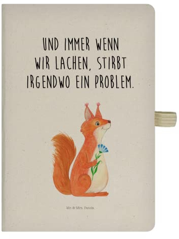 Mr. & Mrs. Panda DIN A5 Baumwoll Notizbuch Eichhörnchen Blume - Geschenk, Lachen, Tiermotive, Eintragebuch, Gute Laune, Notizheft, lustige Sprüche,