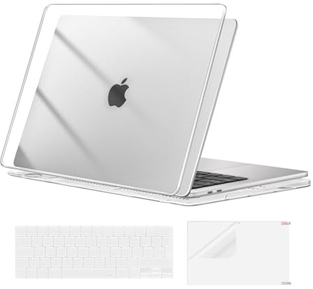 MOSISO Hülle Kompatibel mit MacBook Pro 13 Zoll 2026 2025 2024-2016 M2 M1 A2338 A2289 A2251 A2159 A1989 A1706 A1708, Plastik Hartschale Case&Tastaturschutz&Displayschutz, Kristall Klar