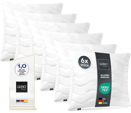 Lileno Home Imbottitura per cuscino, 40 x 40 cm, set da 6 pezzi, cuscino interno trapuntato, per chi soffre di allergie, in microfibra, come cuscino decorativo e cuscino da divano, lavabile a 40 °C