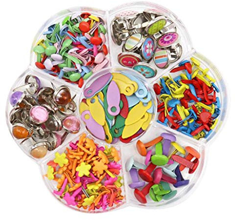 joyMerit Mini Brads Metall Rundkopfklammern Musterklammern Papierverschlüsse zum Kartenherstellung Scrapbooking DIY - E
