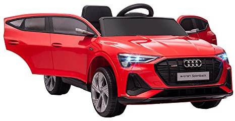 HOMCOM Audi E-tron Licensed 12V Kids Electric Ride on, Electric Car for Kids, with Parental Remote, Music Lights MP3, Suspension Wheels, for 3-5 Years, Red