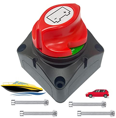 Batterie Trennschalter, FUKPO Batterietrennschalter 12V 24V 48V Batterie Hauptschalter, Akku Trennen Schalter Batterieschalter für Auto Boot Jacht Wohnwagen Motorrad KFZ