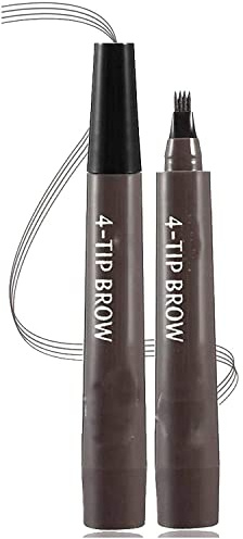 Kit penna per riempimento barba per sopracciglia impermeabile multiuso a 4 punti per uomo donna, penna per sopracciglia a lunga durata penna per sopracciglia/matita (# 04 Marrone grigio)
