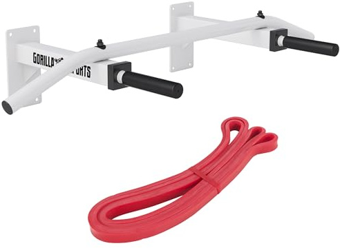 GORILLA SPORTS® Klimmzugstange zur Wandmontage, 3 Griffarten, 350 kg | Aus Stahl mit rutschfesten Griffen, Montagesatz und Anleitung; Pull Up Bar und Dip Bar für Rücken-, Arm- und Bauchtraining