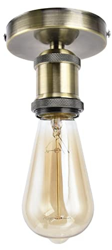 Tissting E26 E27 Toma de luz 100-240V Lámpara de Techo Vintage Lámpara de Pared Portalámparas con Interruptor para iluminación y decoración de la Oficina en el hogar(Bronce)
