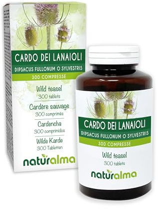 Wilde Karde (Dipsacus fullonum oder Dipsacus sylvestris) Wurzeln Naturalma - 150 g - 300 Tabletten - Nahrungsergänzungsmittel - Natürlich und Vegan
