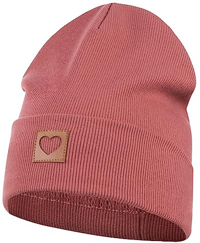 Smarilla Mütze Beanie Mädchen Damen Kinder Übergangsmütze gerippt, Größe: 50-52, Farbe: Ziegelrot