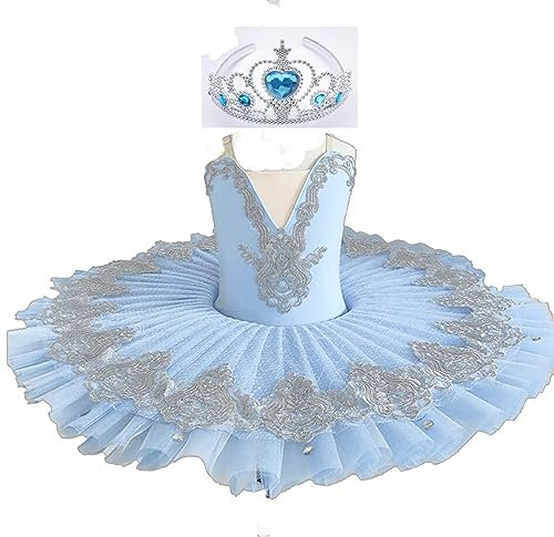EFLALYHG Ballett-Tutu für Mädchen, Bestickt mit Pailletten, Netz-Tutu-Kleid, Schwanensee, Ballerina, Performance, Tanzbekleidung, Party, Wettbewerb, Kostüm,A7,110