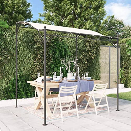 Tidyard Pérgola de Jardín Cenador Gazebo Cenador para Jardín Patio o Terraza con Techo,Toldo para Patio Terraza,Acero y Tela Color Crema 2x2,3 m 180 g/m²,Resistente al Agua y UV,Curvo