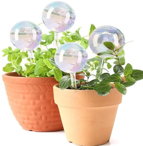 E-feilai Globos de riego de vidrio, picos de riego automático coloridos, estaca de riego de plantas, riego de plantas, bombillas de riego grandes para plantas de interior (6 unidades)