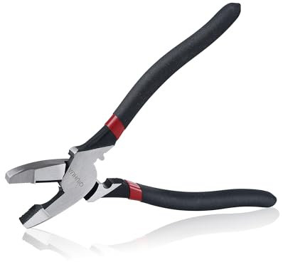 QIUHUA 4-IN-1 Linesman Plier 9-1/2 inch with Cable Cutter, Crimping Die and Fish Tape Puller, PVC Grip Handles